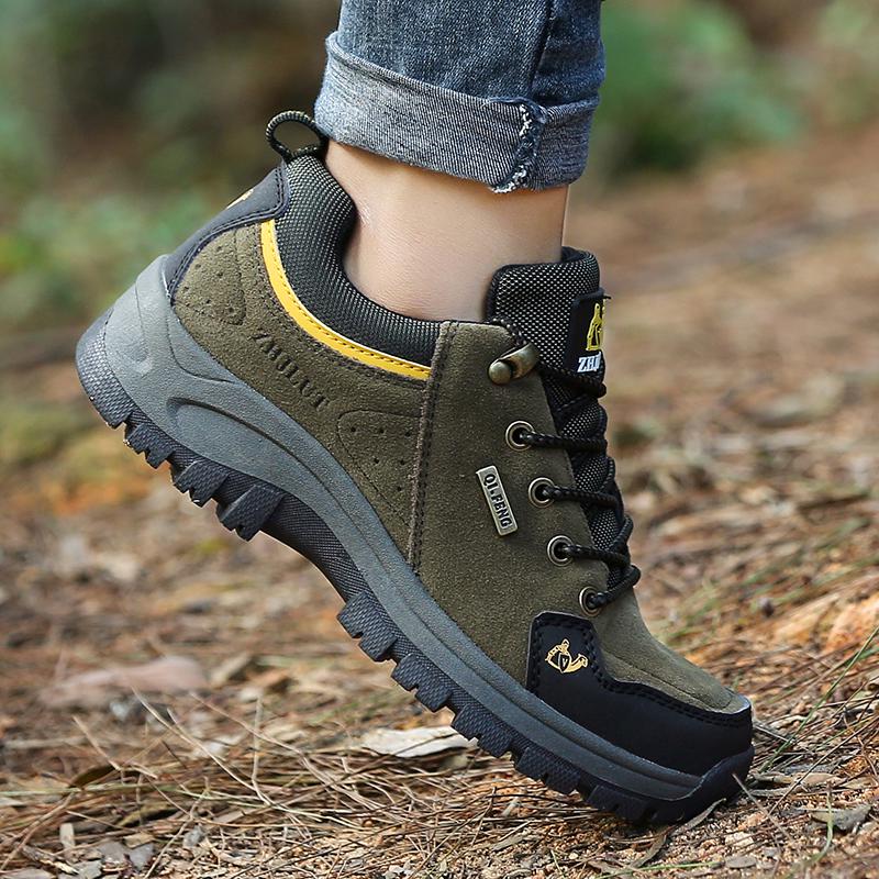 Wanderschuhe Herren Outdoor Schnürschuhe Rutschfest Dicksohlige Kampfstiefel Herren Langlebig Atmungsaktiv Lässige Stiefeletten Herren