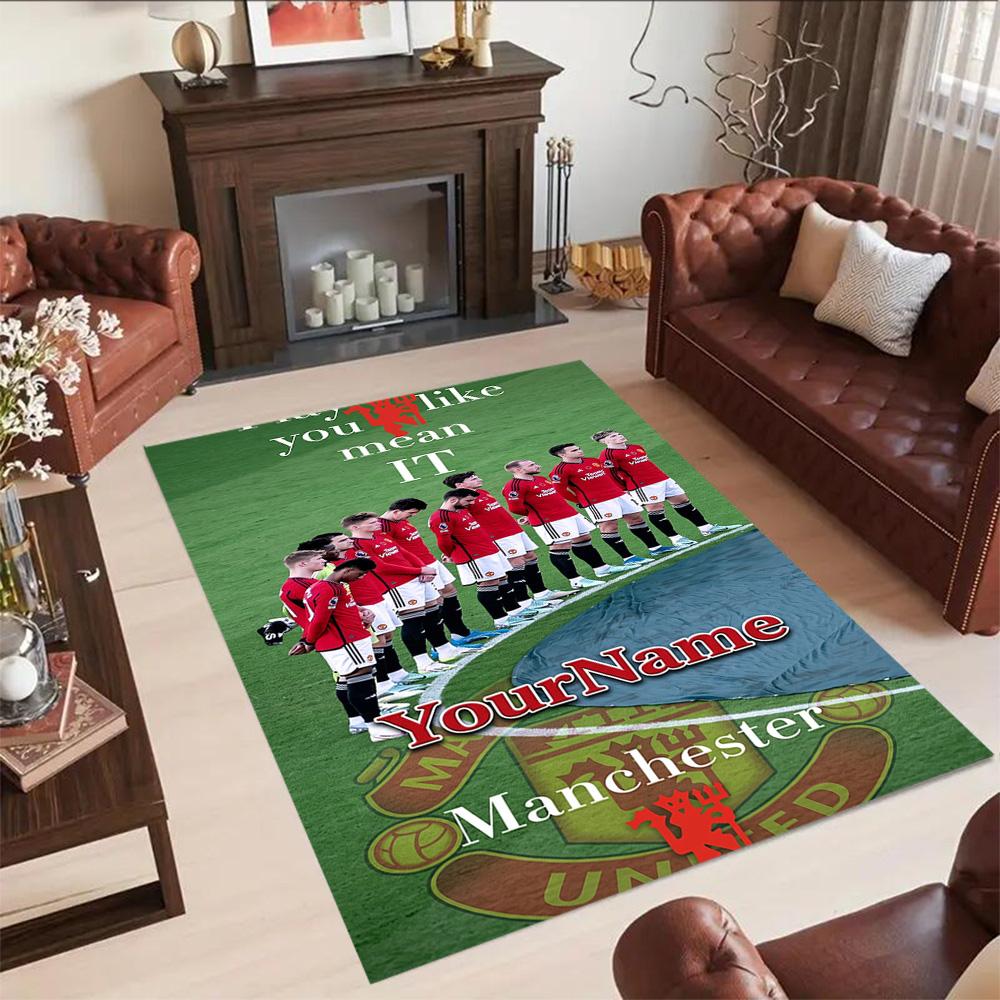 Manchester Customize Your Name Floor Mat Perfect for Game Room Decorate room Foyer Dormitory Antislip Carpet Office home decor