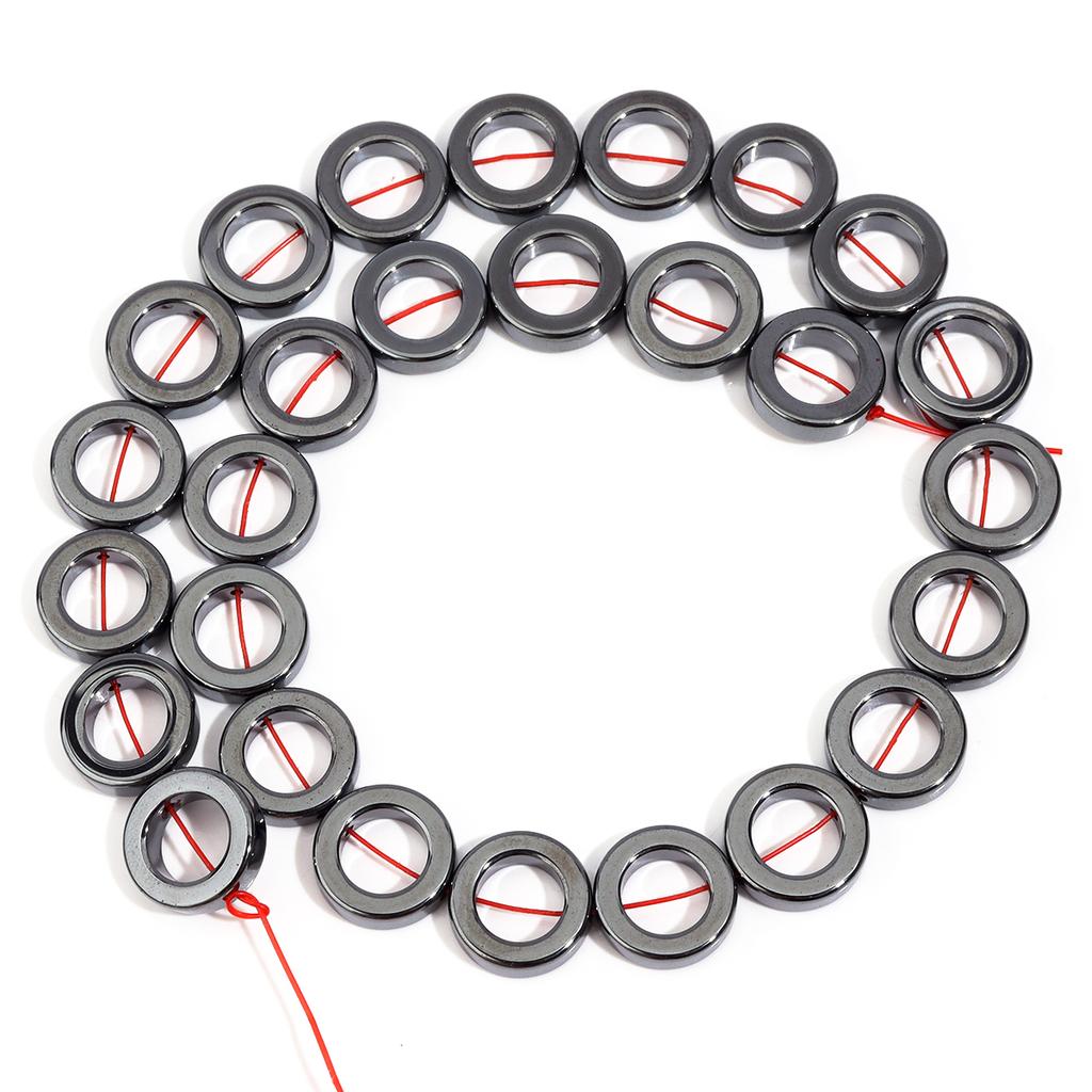 Natural Black Hematite Stone Beads 8/10/12/14/16mm Round Hollow Out Loose Bead For Jewelry Making DIY Bracelet Necklace Supplies
