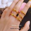Exquisite Sand Gold Open Ring for Women: High-End Niche Design, Light Luxury Style, Long-Lasting Color, Imitation Gold.