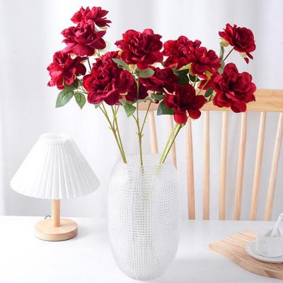3 Heads Blooms Artificial Gardenia Flower Realistic Faux Gardenias Flower Bouquet for Vase Table Decor Fake Silk Flower Stem for DIY Party Wedding