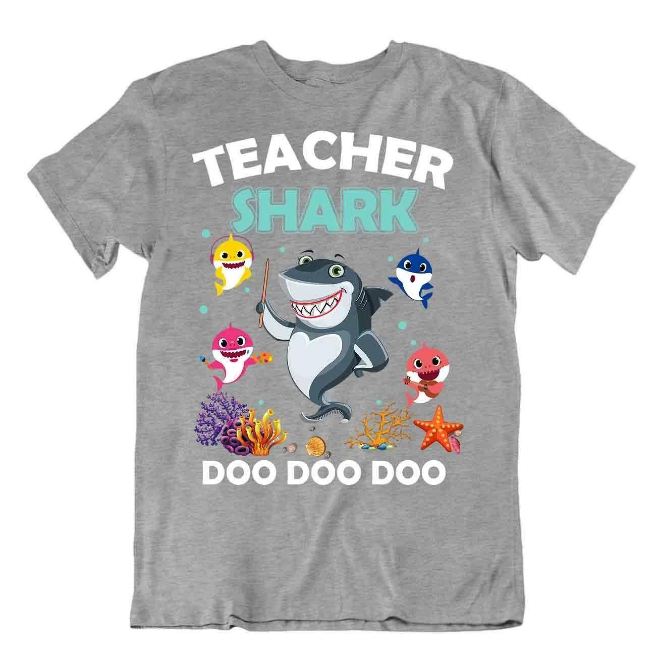Teacher Shark Shirt End Of Year Coacj Gift T-Shirt Funny Great Educator Tshirt XL