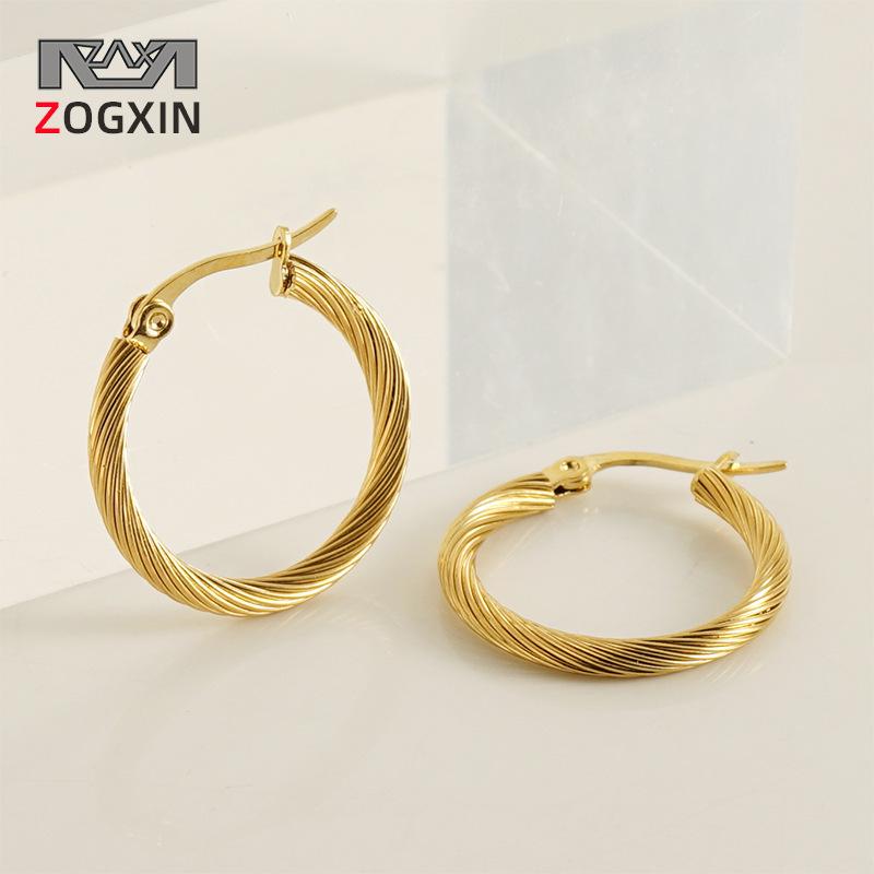 

18K Gold Plated Stainless Steel Twisted Wire Hoop Earrings for Women 18K Plated золотой
