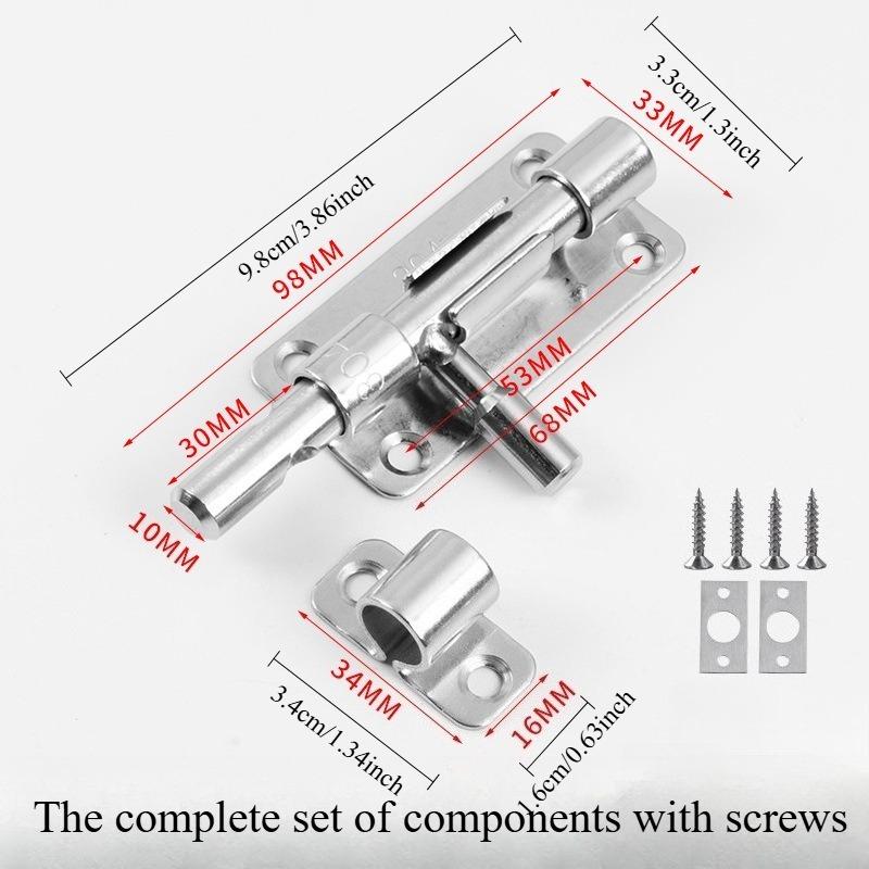 1SET 304 Edelstahl Oberflächenriegel verdickter Türriegel Diebstahlsicherung linker und rechter Türverschluss, Badezimmer Holztürriegel Haushaltsbeschläge