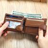 Men's Full-Grain Cowhide Leather Bifold Wallet with Coin Pocket - Slim & Durable