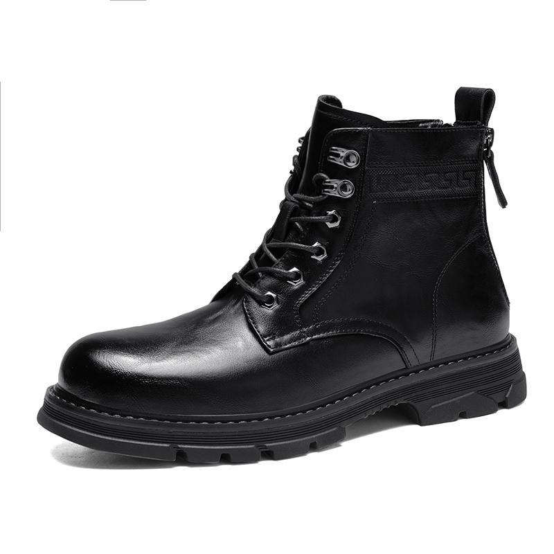 

Модні 2024 нові чорні чоловічі черевики Chelsea Fashion Trend Tactical Platform Boots Leather Military Boot Men Brand Motocycle Boots Plush 44 чорний