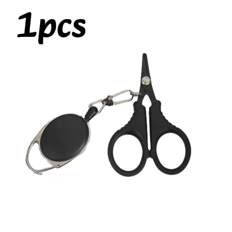1/2PC Titanium Coating Stainless Steel Fishing Scissor Plier With Telescopic Buckle Cut PE Braid Line Cutter Plies Fishing Tools