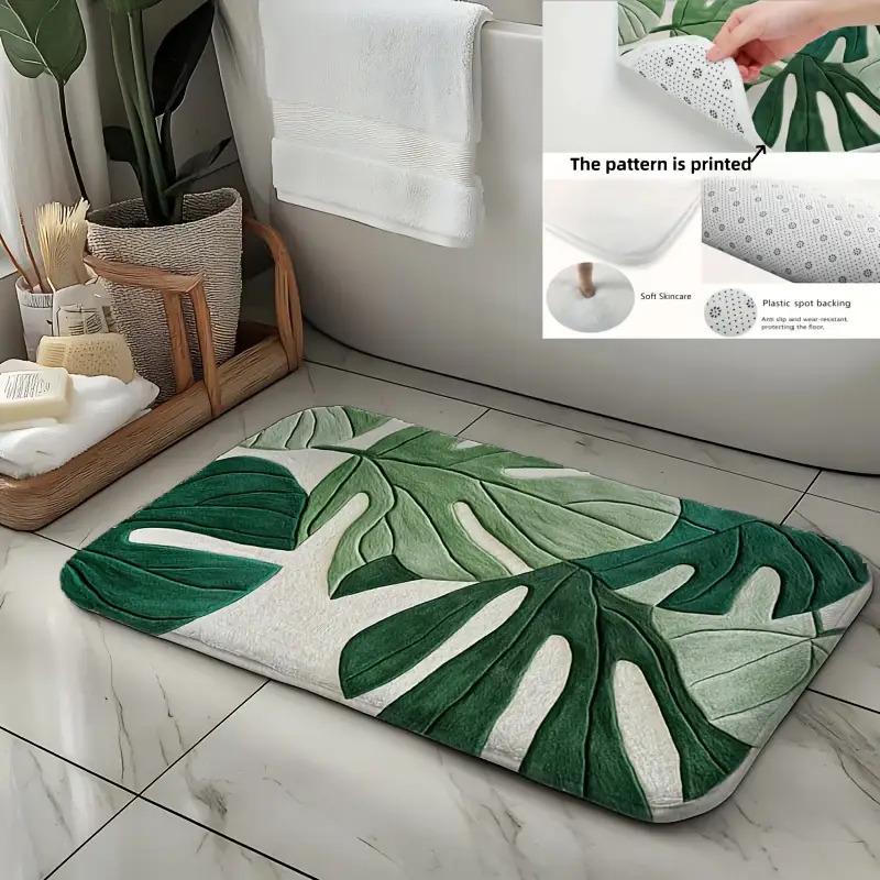 2D Green Leaves Leaf Carpet Mat Rug Home Decoration Tropical Plant Pattern Area Rug Green Botanical Floor Mat Living Room