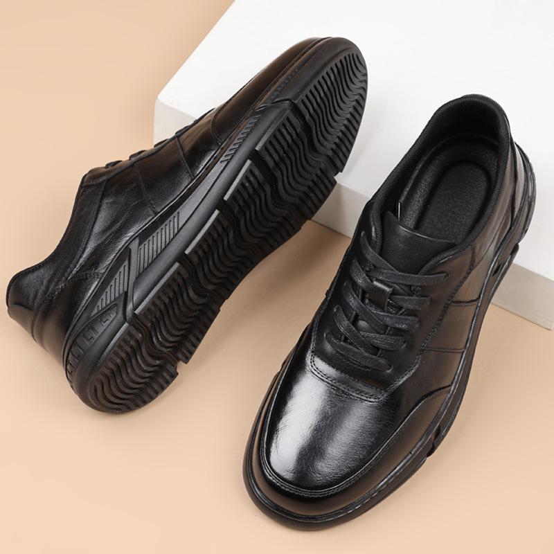 Spring New Men's Shoes First Layer Cowhide Light Sports and Leisure Shoes Ostrich Pattern Versatile Men's Leather Shoes Genuine Leather