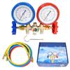 With 3 Hose & Hook 3-way Refrigerant Manifold Instrument Compatible with R12/R22/R134a/R404A for Automobile/Household Air Condit