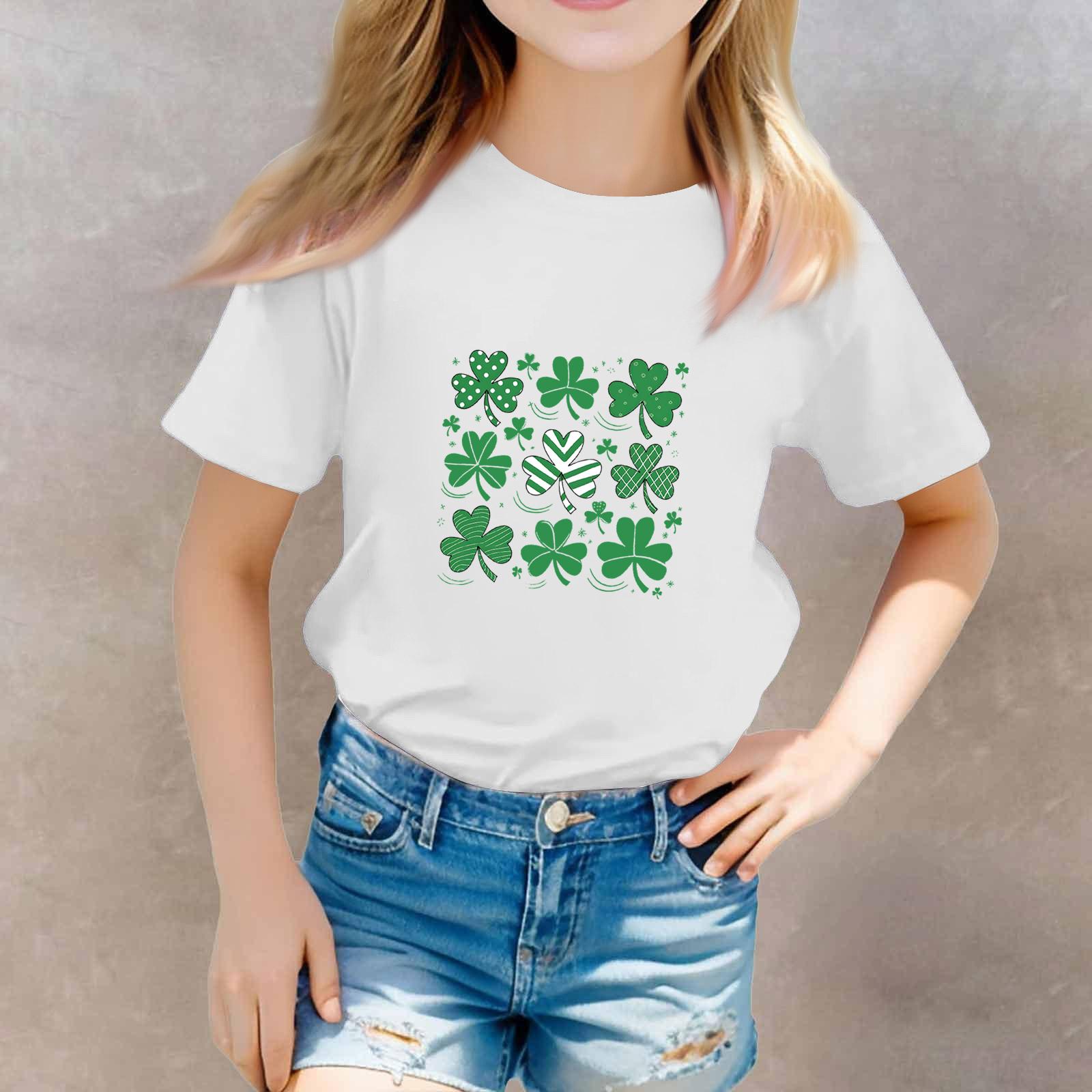 

St. Patrick s Day Toddler Girl Boy T-Shirts Kids Top Boys And Girls Printed Short Sleeved T-shirt 160 білий