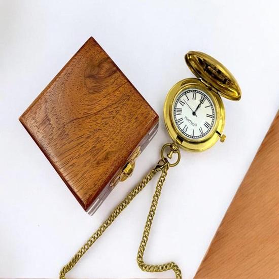 Custom The Voyager Pocket Watch with Wooden Box, Pocket Watch for Boyfriend, Husband Anniversary Gift, Groomsmen Pocket Watch