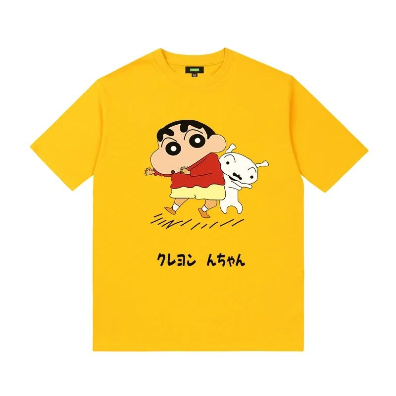 Cartoon Creative Crayon Shin-chan Graphic T-shirt Summer High Quality 100% Cotton T-shirt Casual Loose Trend Men's T-shirt#Color