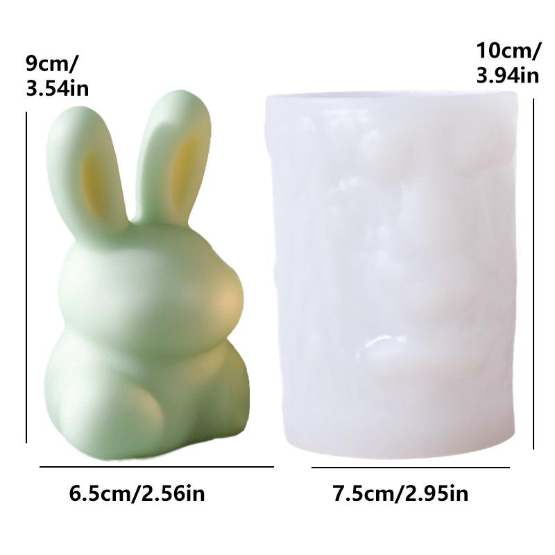 3D Cute Sitting Rabbit Candle Silicone Mold Vertical Ears Flower Rabbits Resin Mould Striped Easter Bunny Concrete Gypsum Molds