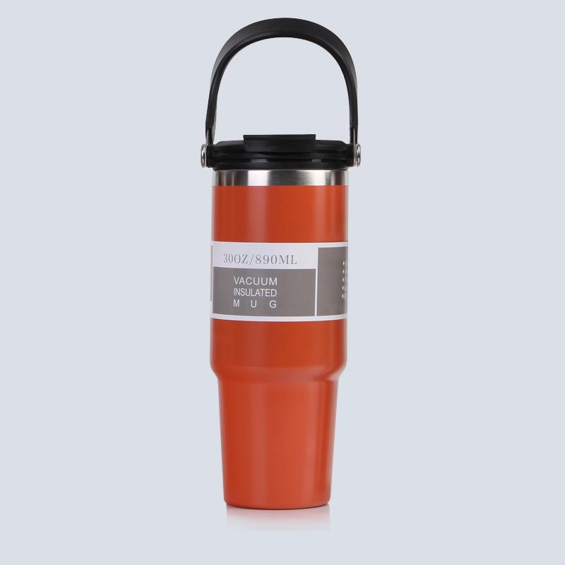 30oz Edelstahl tragbarer Reise-Thermosbecher mit Strohhalm - Großes Fassungsvermögen für Outdoor-/Autonutzung