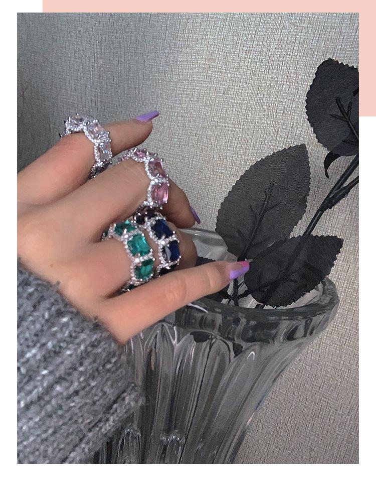Trendy Fashionable European & American Influencer Gemstone Ring for Women: Colorful, High-End, Niche Design for Index Finger