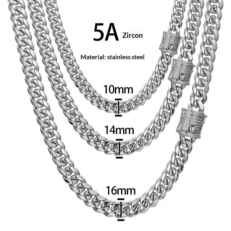 Heiß verkaufte Edelstahl Miami Cuban Link Kette Halskette Vergoldet Hip Hop Schmuck Herren Streetwear Zubehör