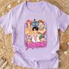 Popular Cartoon Print Women T-Shirt Cartoon Design Casual Harajuku Style T-shirts Girls Round Neck Short Sleeved Top Fans Gifts