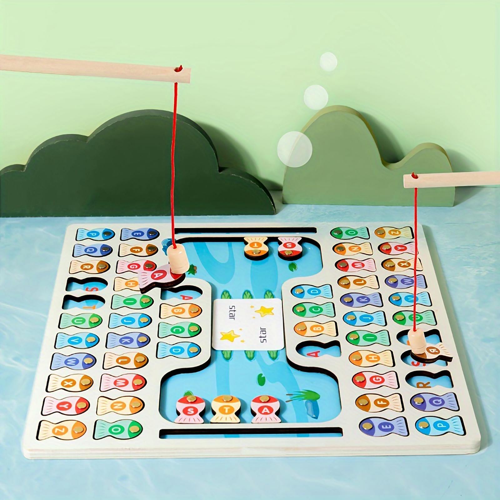 

Wooden Magnetic Fishing Game Children s Early Education Letter Cognition Matching Desktop Game Educational Toy One Size