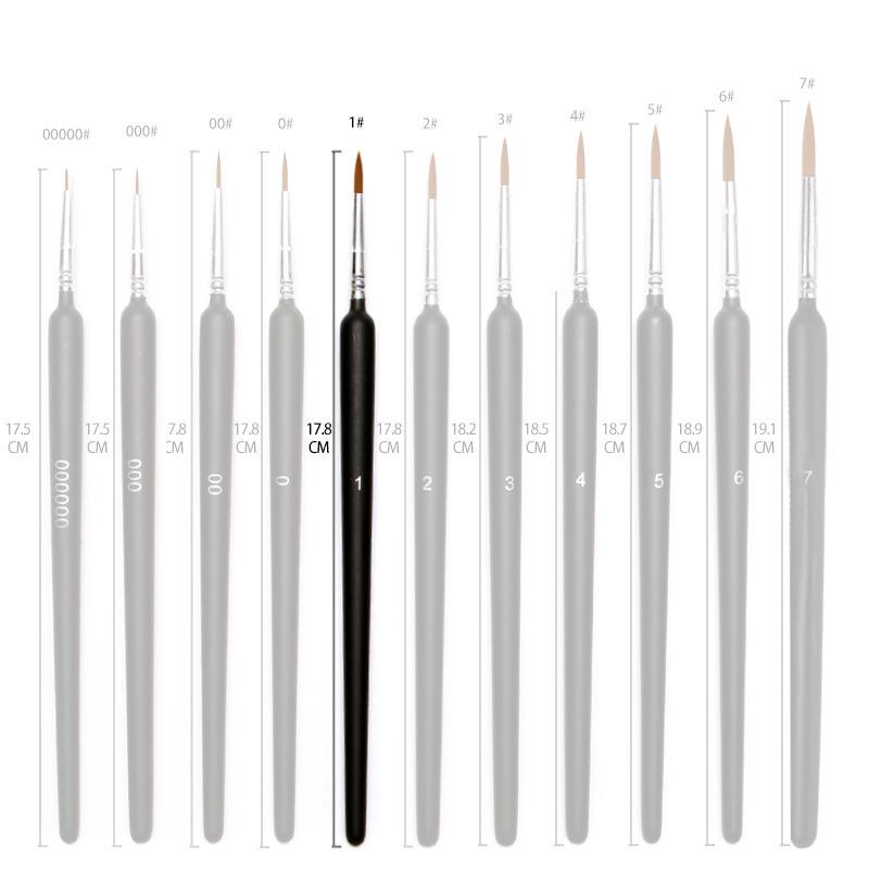 Set Pennelli Liner Triangolari Pelo di Lupo - Set da 11 Pezzi Pennelli Ultra-fini in Nylon per Acquerello e Contornatura