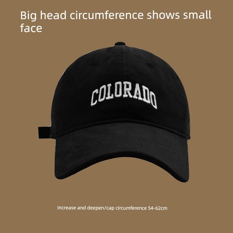 

65cm Big Head Circumference Deep Top Baseball Cap Female New Arrival Face Small plus Size Wide Brim Peaked Cap Summer Sun Protection Hat Black Adjustable [60-65cm]