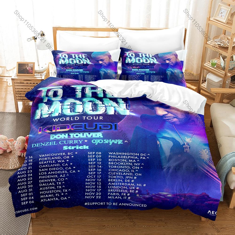 Hip Hop Artist Kid Cudi Man On The Moon Astronaut Cosmic Album Collage Bedding Set 1 Duvet Cover + 2 Pillowcases HD Print Rap