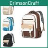 Neutral Simple Color Blocked Backpack With Large Capacity For Students School
