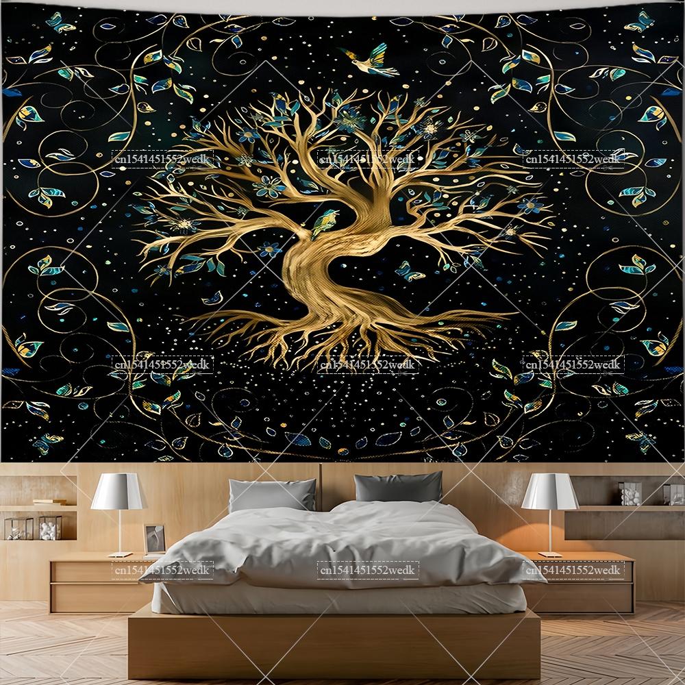 Tarot Altat Cloth Tree Of Life Tapestry Bohemian Divination Celtic Star Witchcraft Tapestrys Aesthetic Home Decor Moon Phases