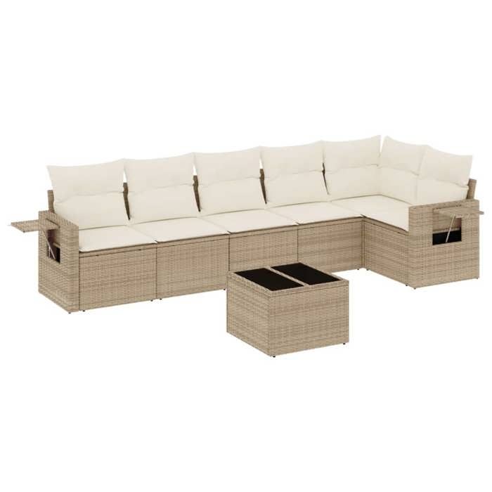 VidaXL Salon de Jardin avec Coussins 7 pcs, Canapés de Terrasse, Ensemble de Meubles de Patio, Mobilier d'Extérieur, Beige 3252535