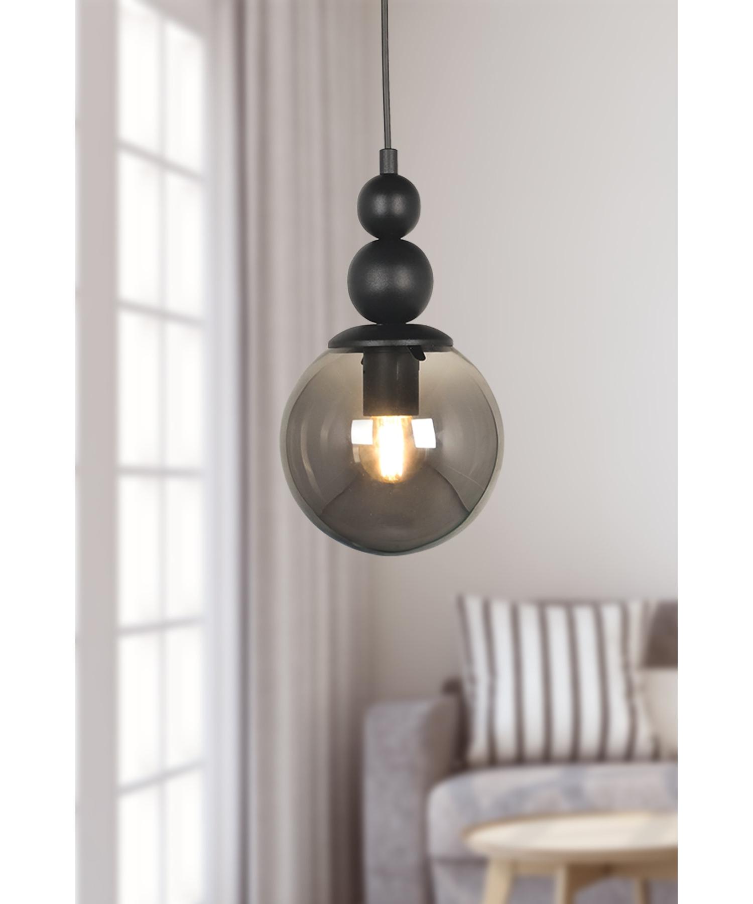 

Бесконечная одиночная люстра из черного дымчатого стекла