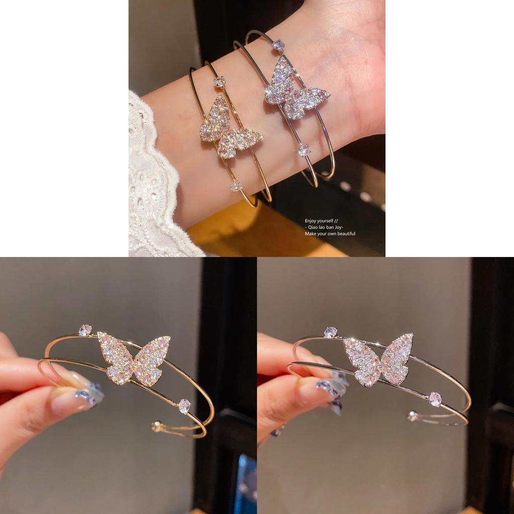Butterfly Zircon Pendant Bracelet With Cubic Copper Design For Elegant Fashion Accessory
