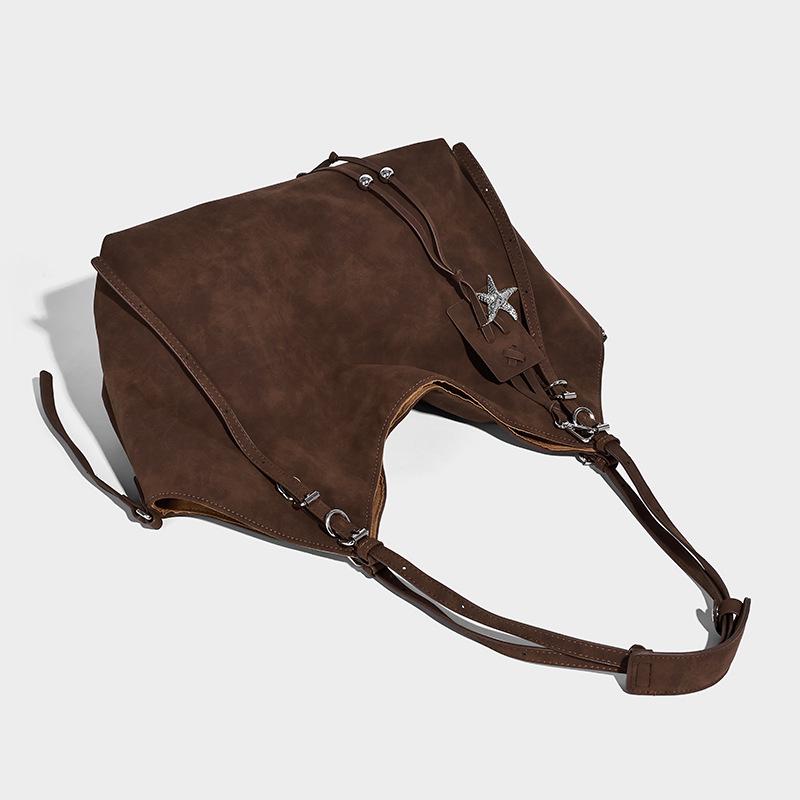 Women's 2025 Autumn Retro Korean Style Frosted Texture Shoulder Tote Bag