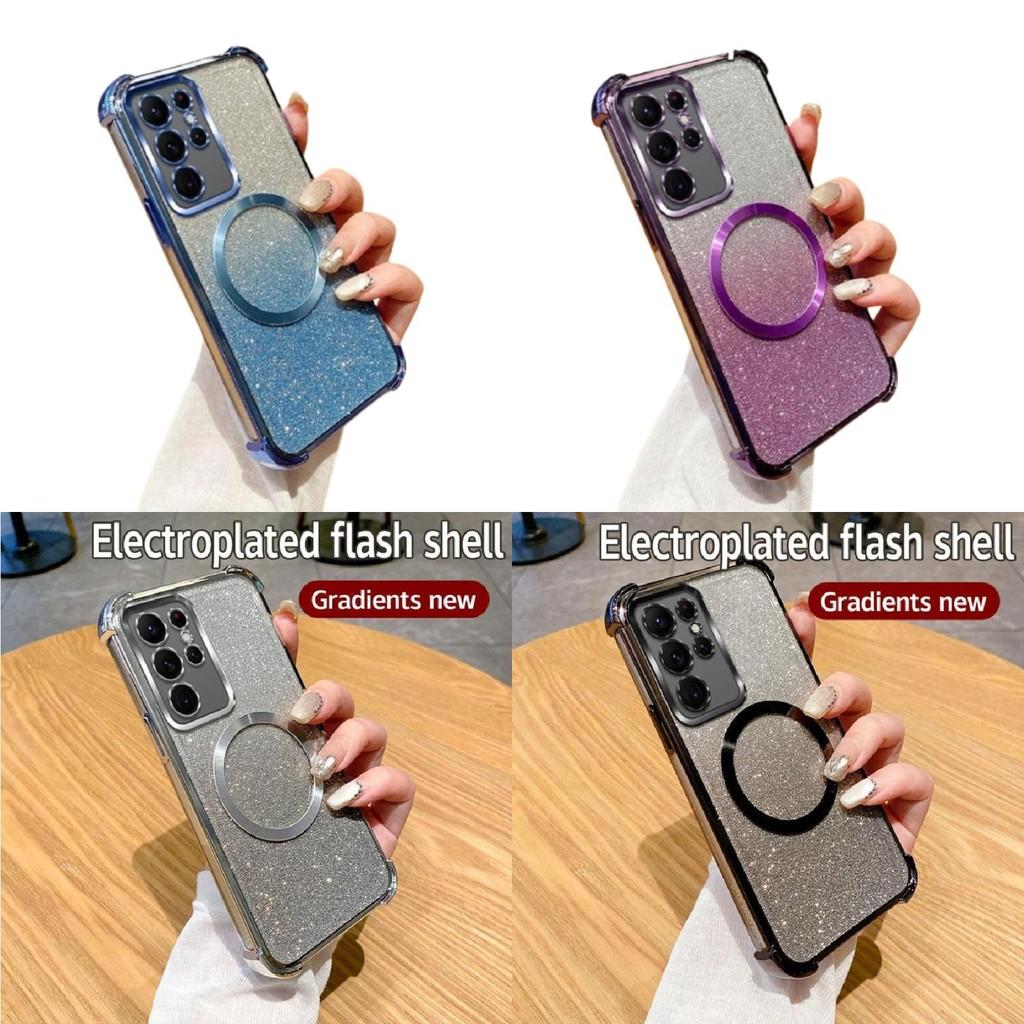 Galaxy Samsung For A06 Gradient Color Clear Shockproof Magnetic Ring Phone Case