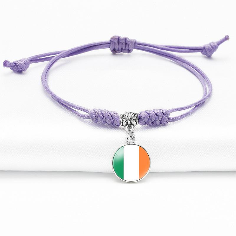 Purple Stylish Unisex Charm Bracelet With European Country Flags Length Adjustable