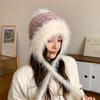 Women's Autumn and Winter Fashion Knitted Hat Warmth Protects Ears and Colds To Show Their Faces Small Wool Hat Big Head Surround Lei Feng Hat