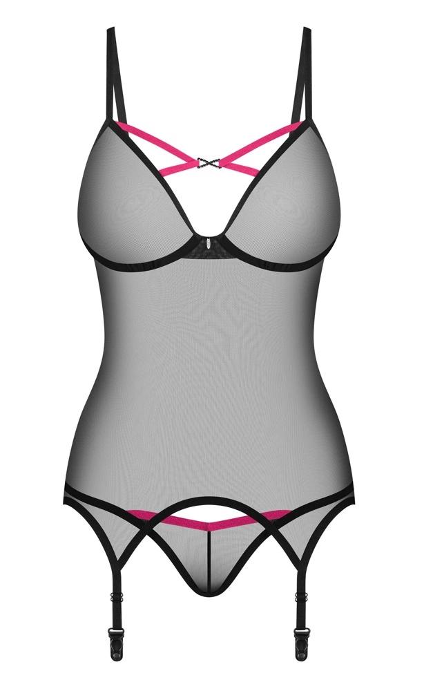 Obsessive - Sexy 2-Piece Set with Garters Novenes XL/2XL