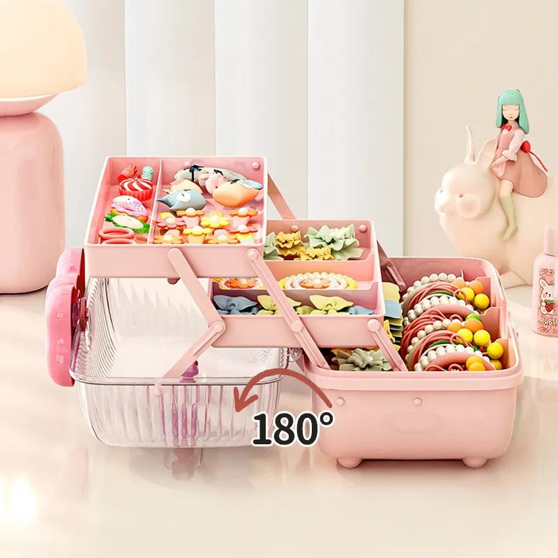 Hair Accessory Storage Box, Headband Necklace, Guka Large Capacity Household Transparent Cover, Layered Desktop, Children's Hair Accessory Storage