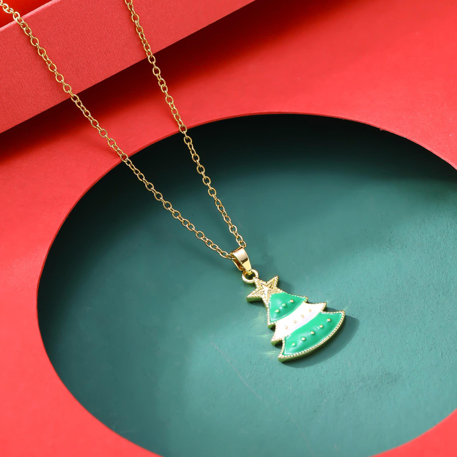 

Не выцветающее ожерелье-подвеска в виде рождественской елки и хлопушки для женщин - европейский и американский стиль, идеальный подарок на Новый год 18K