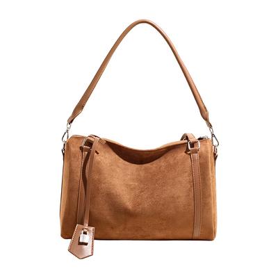 Bolso de Hombro de Ante para Mujer, Bolso Tote de Moda con Textura Suave, Correa Ajustable, Bolso de Mano Casual para el Día a Día