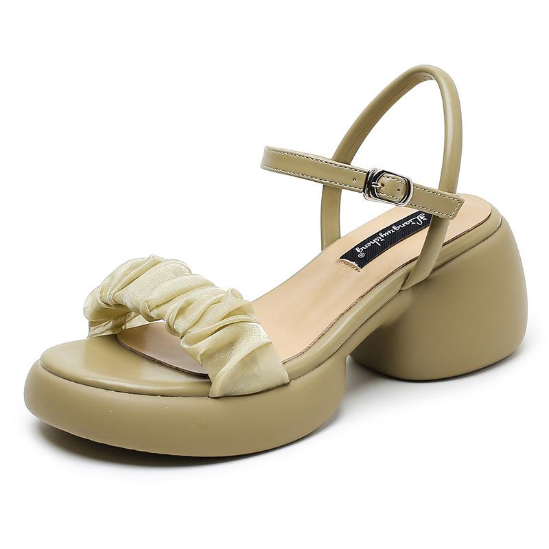 Platform Sandals Women's Summer Heightened Slope Heel Open-toed Casual High Heel Lightweight Muffin Shoes Comfortable