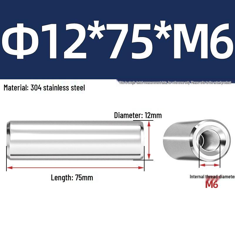 Pin Cilindric din Oțel Inoxidabil 304 cu Filet Interior M4/M6/M8 și Orificiu - Coloană de Suport și Ghidare