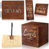 66 Pcs Funeral Guest Book Set Share a Memory Cards Memorial Box Guest Book Pen Wooden Pen Holder Funeral Decorations Memory Table Signs for