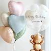 3Pcs 18inch Cream Heat Foil Balloons Green Baby Pink Blue Brown Heart Helium Globos for Birthday Baby Shower Party Decor