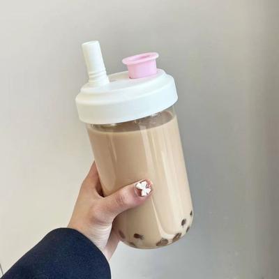 500ml/850ml Outdoor Straw Cup Anti-fall Plastic Kettle Straigh Drinking Water Bottle Large-capacity Student Drink Cup