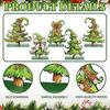 Tiered Tray Christmas Decor 5 Pcs Wooden Tabletop Tree Signs, Rustic Standing Green Craft Ornaments Desktop Ornament with Curly Topper for Winter