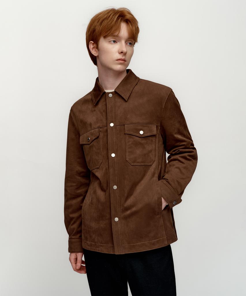 Solew Suede Outer Shirt_Brown