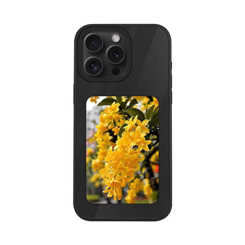 E-Ink Display Phone Case With Kickstand IPhone 13 To 16 Series Black White Pink Shockproof Silicone Cover