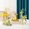 Christmas Golden Reindeer Figurine Resins Deer Sculpture Ornament for Indoor Home Office Tabletop Bookshelves Decors