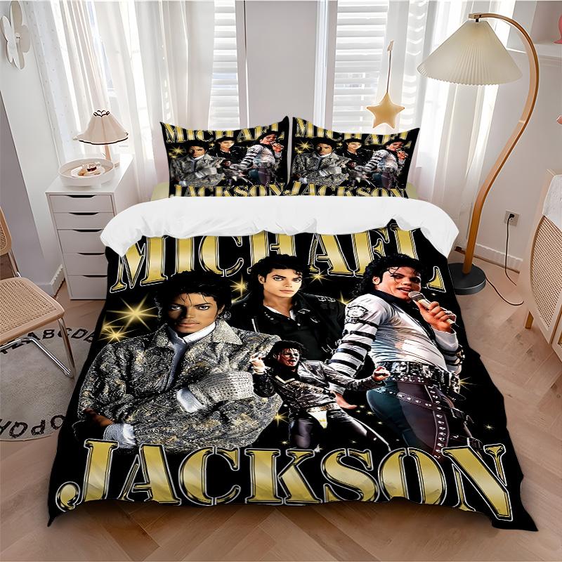Michael Jackson Star Music Print 3Pcs Bedding Setduvet Cover With 2 Bedropillowcase Home Birthday Gift