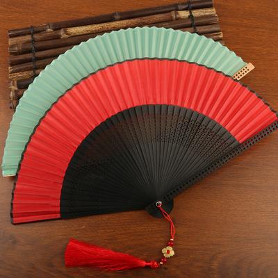 Bamboo Cloth Folding Fan Classical Blank Dancing Fans Handle Fan Chinese Art Crafts Gifts Decoration Fans Home Decor Gifts